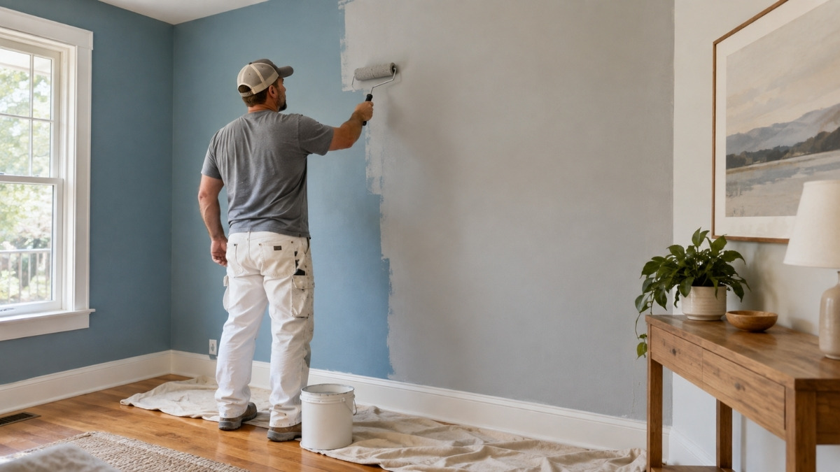 applying light gray primer