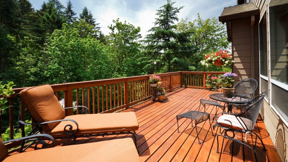 warm-toned wooden deck